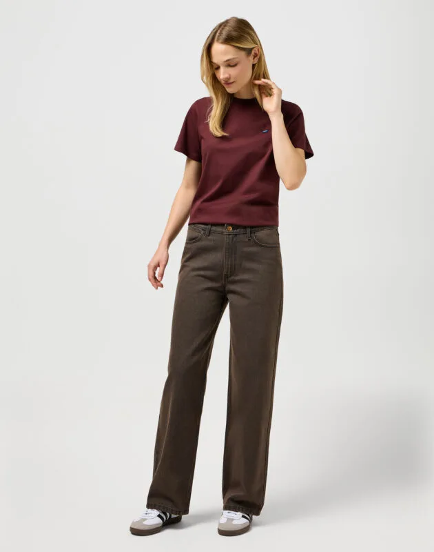 ג’ינס בגזרה ישרה ורחבה בצבע חום כהה