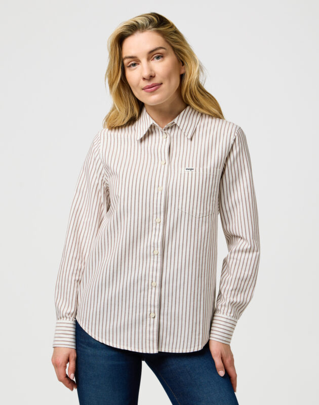 חולצת פסים מכופתרת בגזרה קלאסית