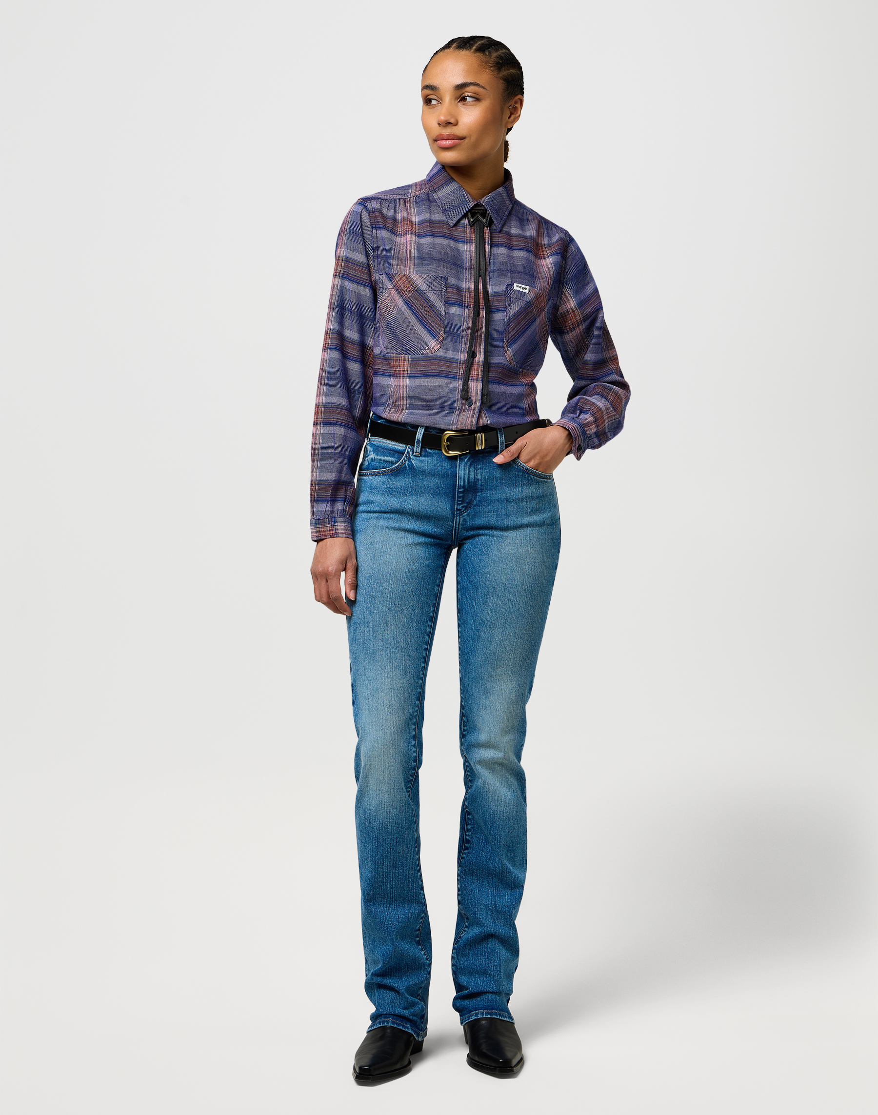 חולצת משבצות מכופתרת ארוכה – תמונה 4