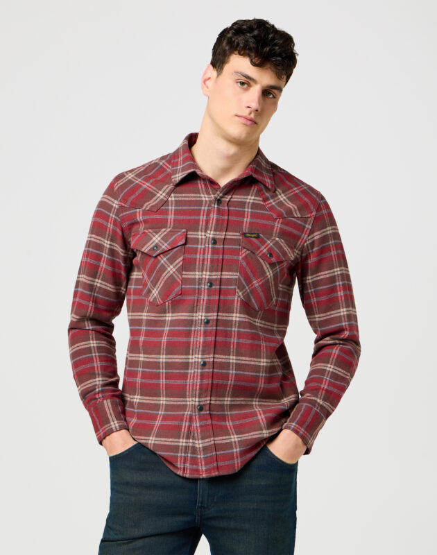 חולצה משובצת מכופתרת ארוכה