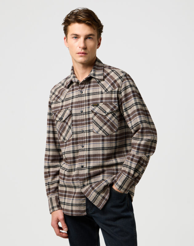 חולצה משובצת מכופתרת ארוכה