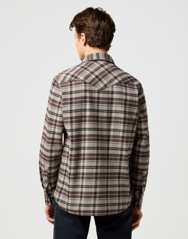 חולצה משובצת מכופתרת ארוכה