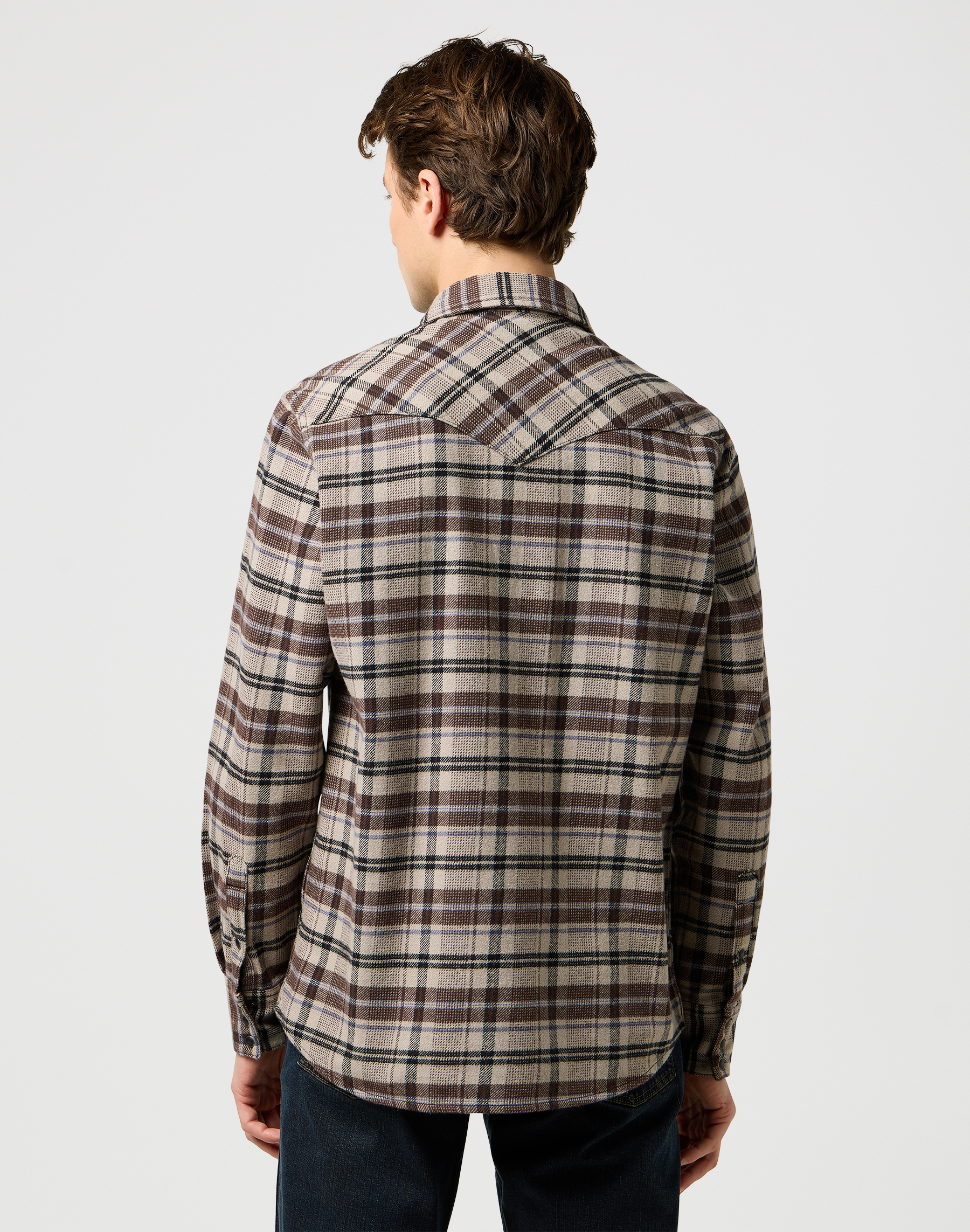 חולצה משובצת מכופתרת ארוכה – תמונה 2