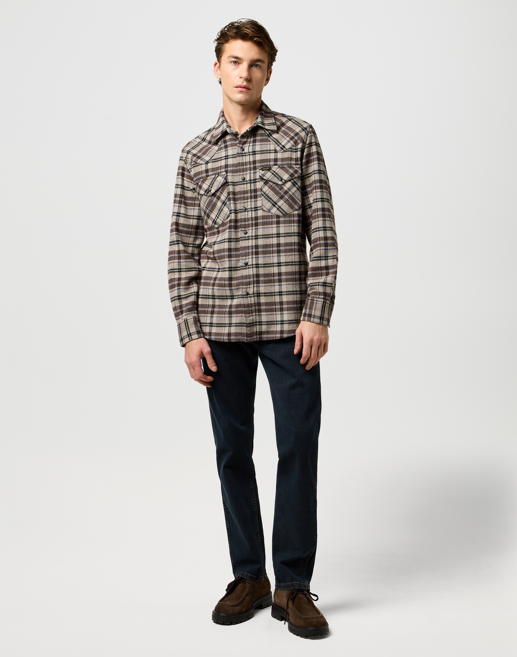 חולצה משובצת מכופתרת ארוכה – תמונה 3