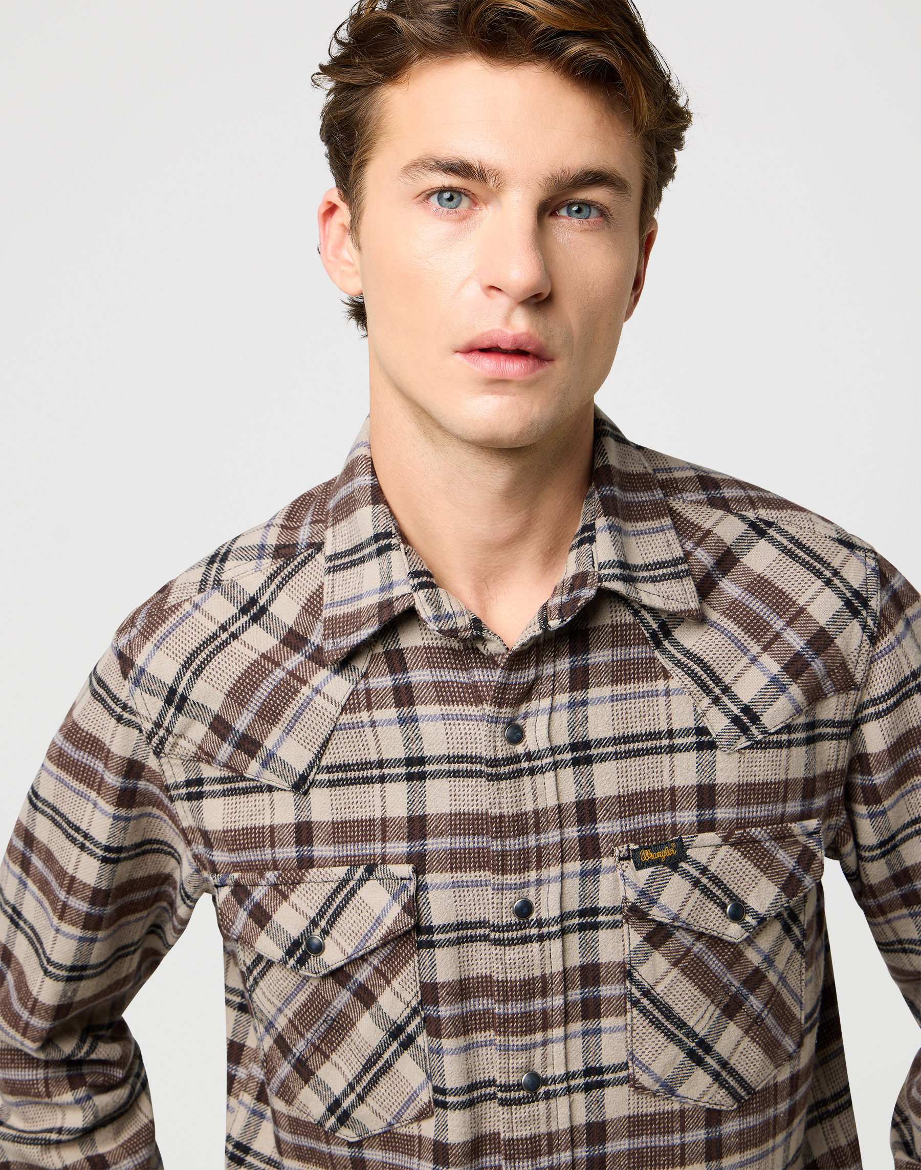 חולצה משובצת מכופתרת ארוכה – תמונה 4