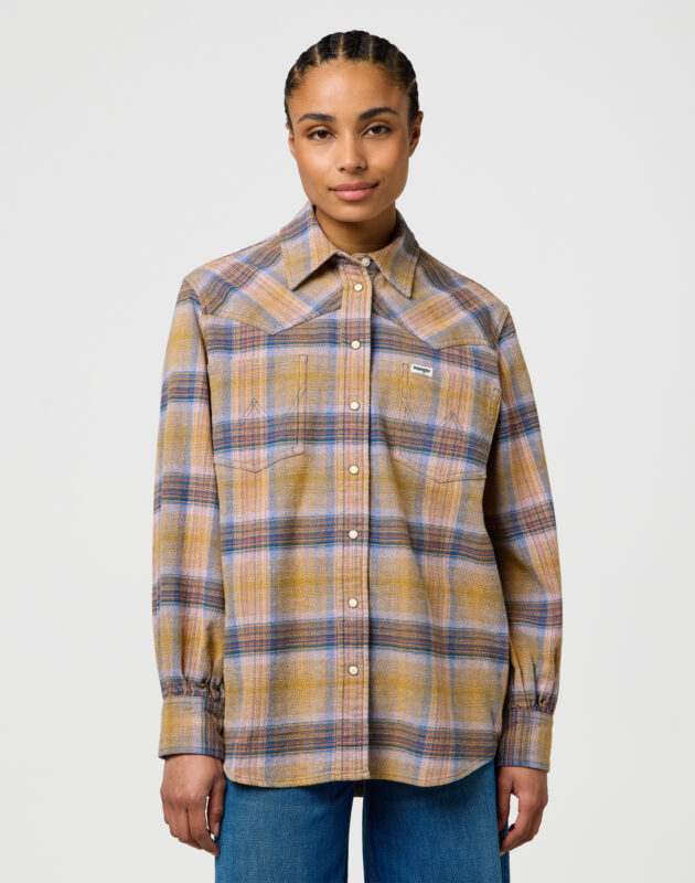 חולצת משבצות מכופתרת ארוכה